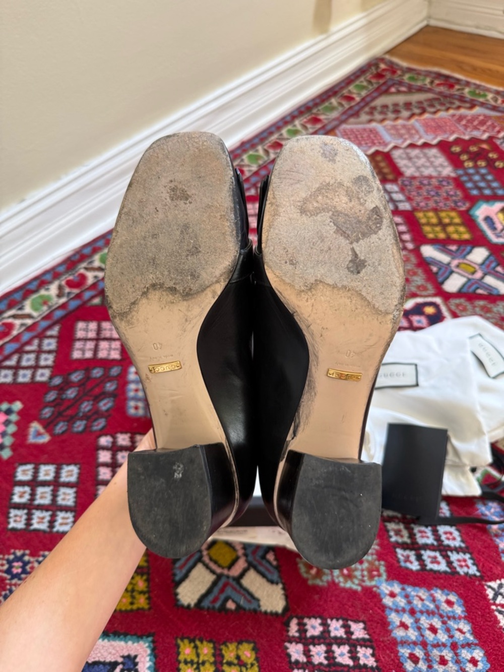 Gucci Black Leather Fringe GG Loafers - Picture 3 of 5